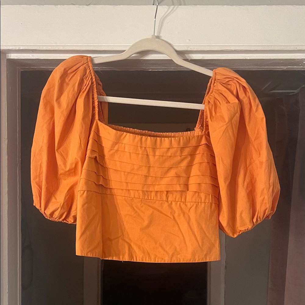 Abercrombie & Fitch Orange Puff Sleeve Blouse
